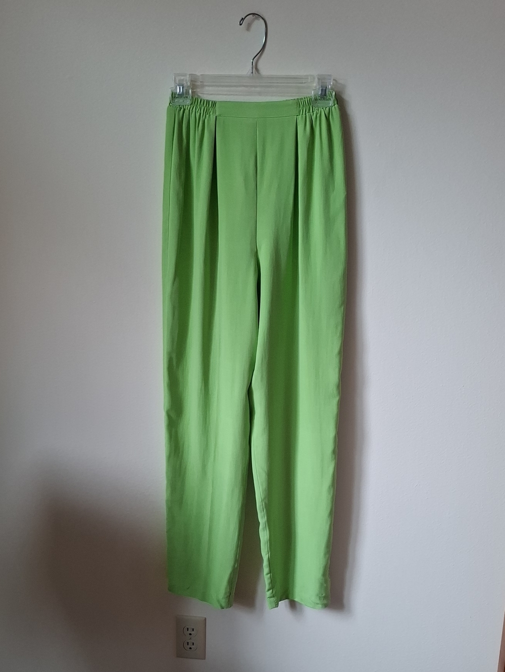 Vintage Melrose Silk Studio Neon Green Women's Pants Size S With Tags